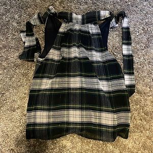 Ladies JCREW blue plaid tank with rear bow neck tie.